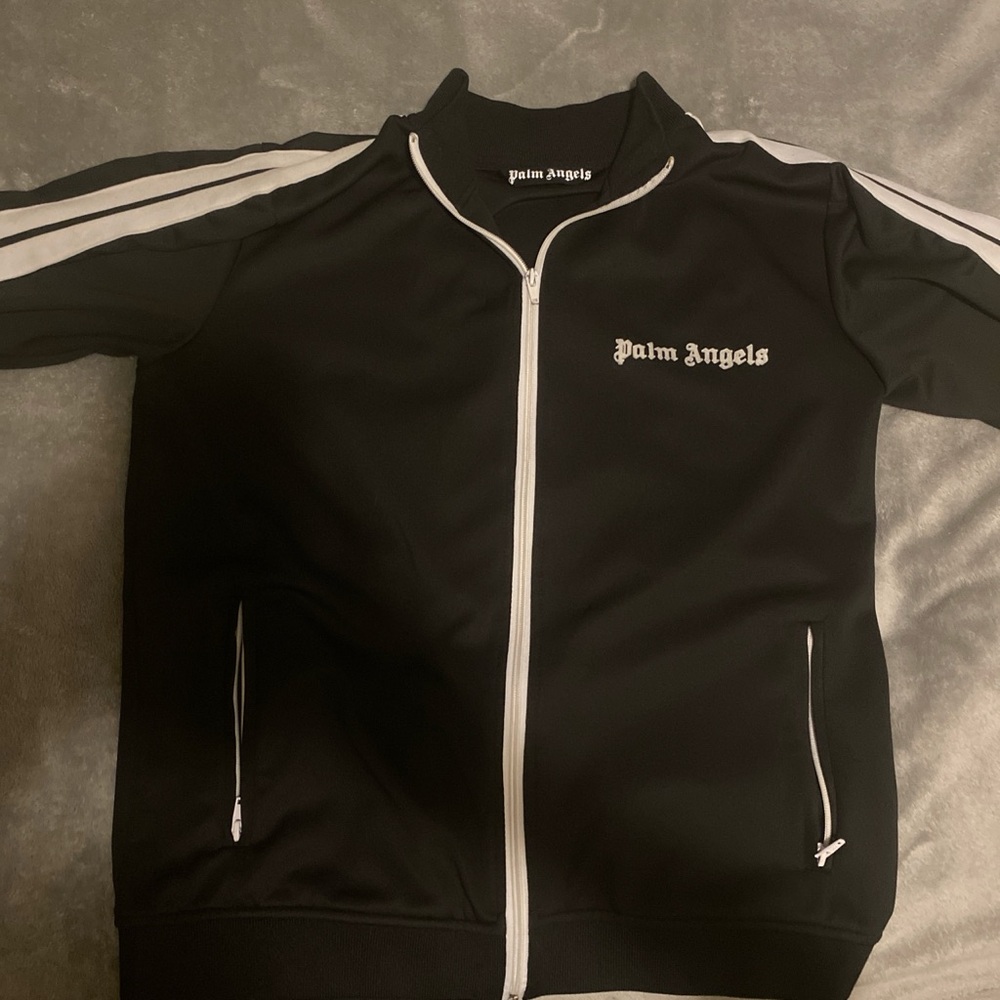 Palm Angels Black Jacket with White Accents